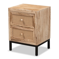 Baxton Studio Lalette Mid-Century Modern Oak Brown Finished Wood and Black Metal 2-Drawer Nightstand Affordable modern furniture in Chicago, classic bedroom furniture, modern nightstand, cheap nightstand